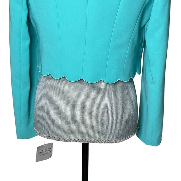 KASPER Scalloped Hen / Edge Turquoise Jacket size 4 - Picture 4 of 10